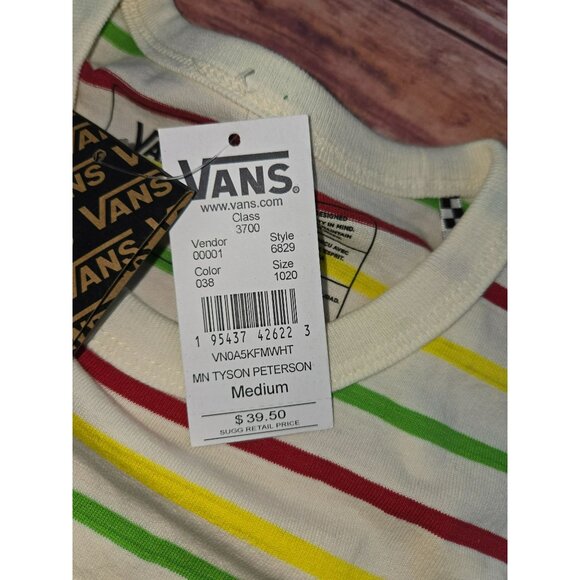 Vans Off The Wall Tee Medium Tyson Peterson Striped T-Shirt NWT - Picture 4 of 10